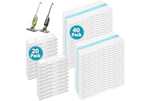 Extolife Vac Mop Pads Refills Replacement for Shark Vacmop VM252 VM251 VM200 VM200C VM190 VM252C QM250 VM250 VC205 Vacuum Mops, 40 Pack Disposable Mop Pads and 20 Pack Dirt Chambers (40 Pack)