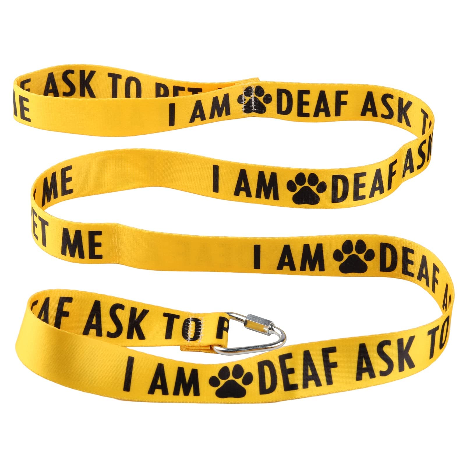 LEVLO Funny Dog Leash Sleeve I Am Deaf Ask To Pet Me - Yellow, 59 Inches