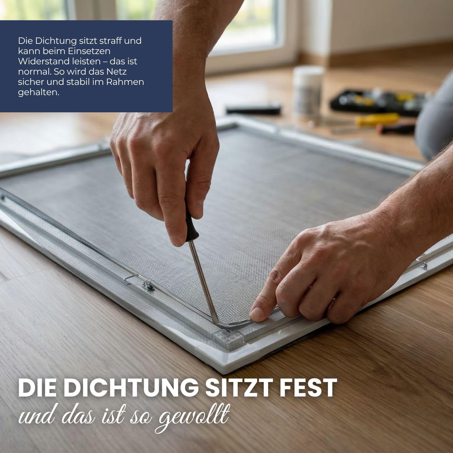 Rollmayer Fliegengitter Fenster Aluminiumrahmen Insektenschutz Fenster Selbstbausatz zuschneidbar stabiles Aluminium Moskitonetz Fliegenschutz einfache Montage (Weiß - 100 x 120 cm - BxH) 9