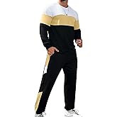 Babioboa Men's Colorblock Sweatshirt and Sweatpants 2 Piece Casual Tracksuits Long Sleeve Pullover Jogging Sweatsuit Set