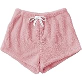 SweatyRocks Women's Casual Fuzzy Pajama Shorts Fleece Lounge Short Pants