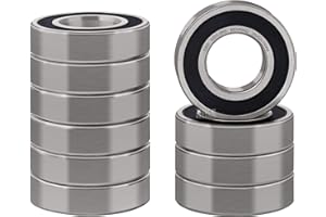 XiKe (10 Pack) 6205-2RS Double Sealed Deep Groove Ball Bearings, 25x52x15mm, Pre-Lubricated for High RPM, Chrome Steel P6, ABEC 3