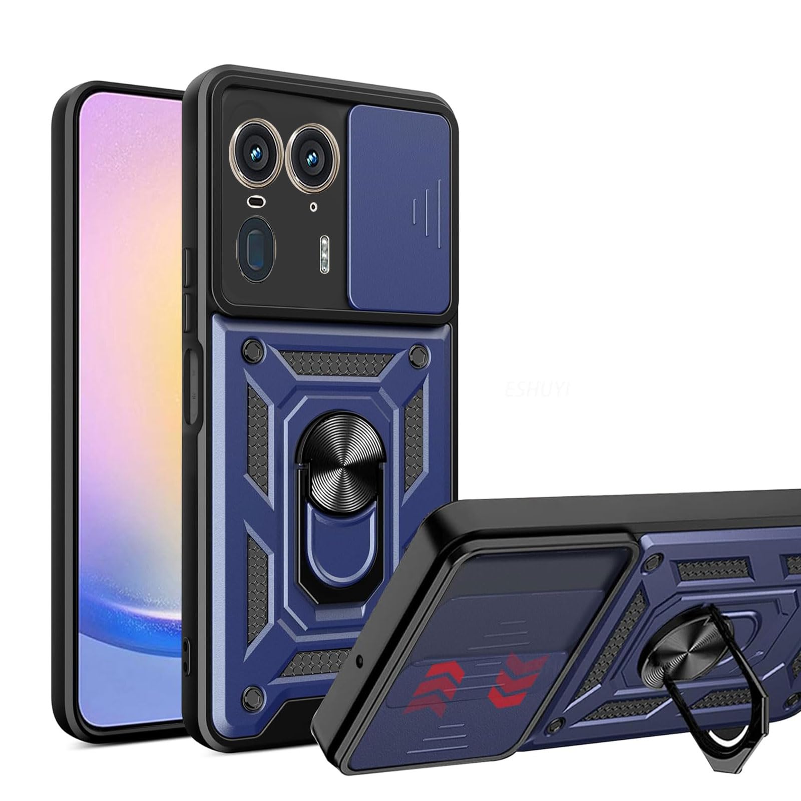 LYZXMY Case for Motorola Edge 50 Ultra 5G (6.7") Full Body Heavy Duty Shockproof Hard PC Soft TPU Bumper Protection Cover Blue