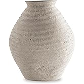 Signature Design by Ashley Hannela 12" Modern Distressed Polyresin Vase, Antique Tan