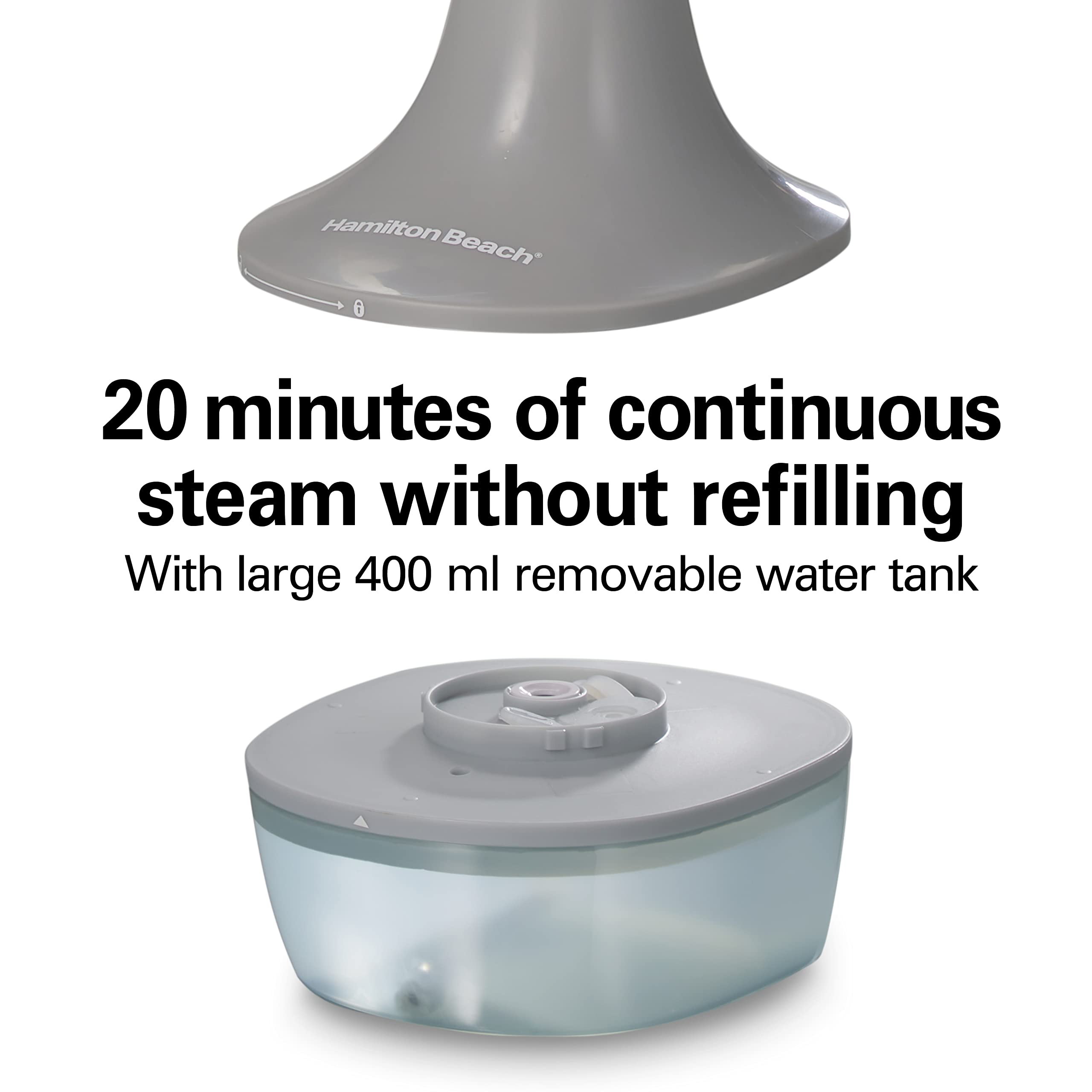 Hamilton Beach Handheld Garment Steamer for Clothes, Fabric and Drapes,1200 Watts, 400ml Water Tank, 20 Minutes of Continuous Steam, Vacation Essentials, Gray & Blue (11557)
