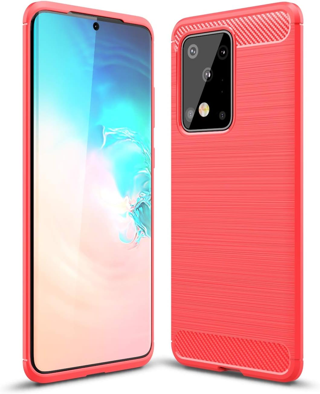 CruzerLite Samsung Galaxy S20 Ultra Case, Carbon Fiber Texture Design Cover Anti-Scratch Shock Absorption Case for Samsung Galaxy S20 Ultra (Red)