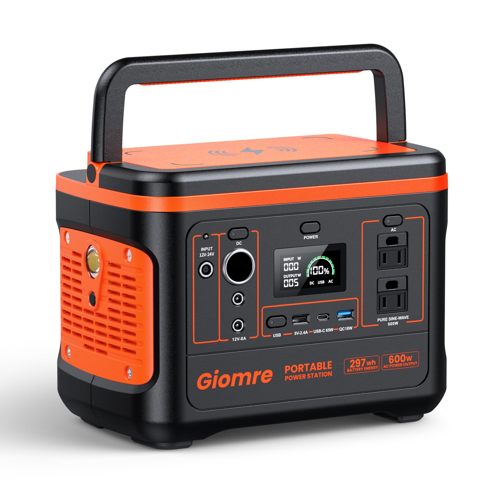 Photo 1 of Giomre Portable Power Station, 297Wh Backup Lithium Battery Generator with 600W AC Output and 120W Fast Charging, Solar Generator for Outdoors Camping, Travel Emergency, Home Blackout