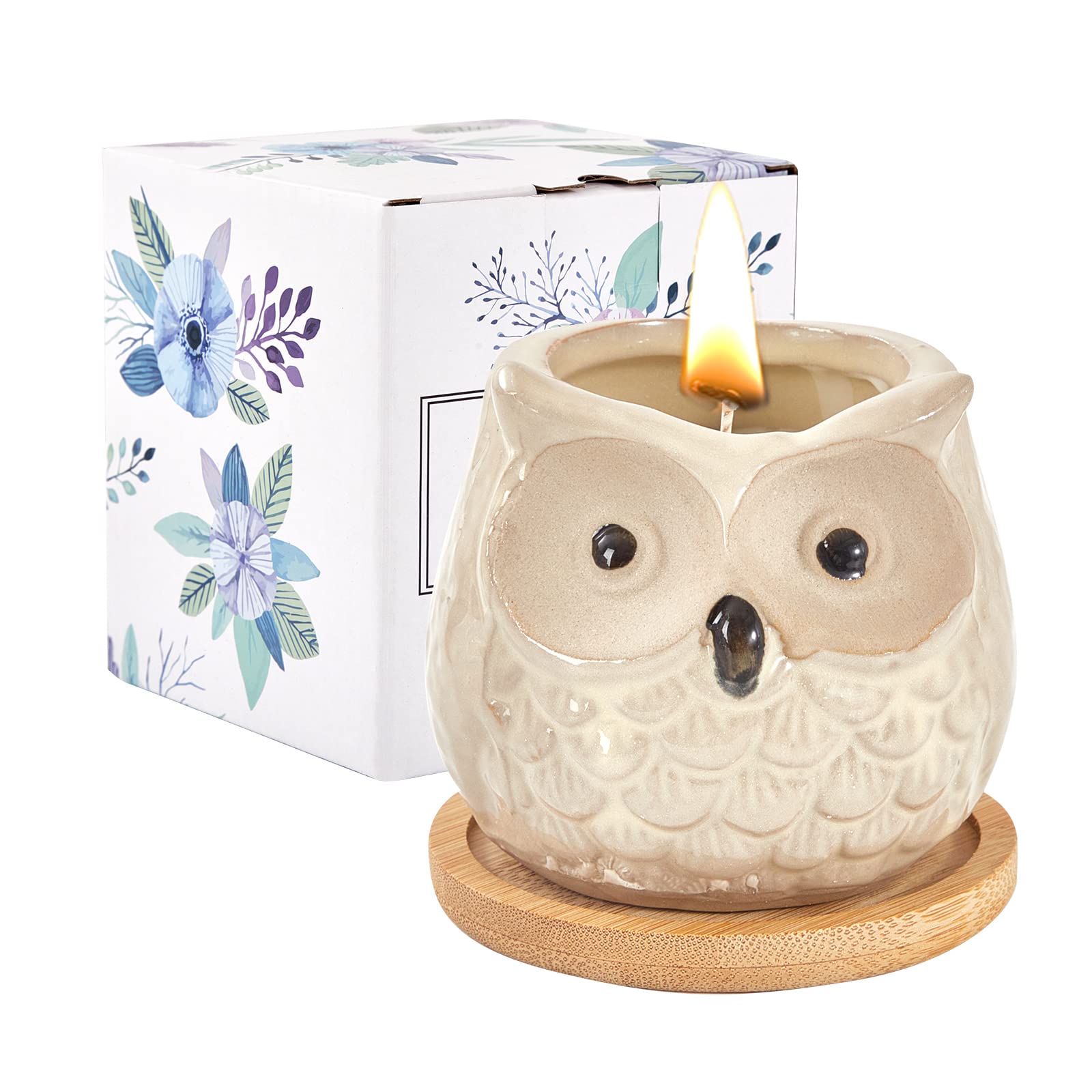 Kinforse Enchanting Owl Scented Candle Gifts for Women – Luxurious Sweet Orange Aromatherapy Candles, Unique Birthday Gifts for Women, Relaxing Bath & Home Set for Best Friends, Wife, Mother