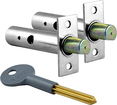 Yale Security Lock Chrome Pack of 2 Key Operated Concealed Door Bolts