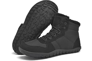 ULOGU Mens Winter Barefoot Boots Insulated Warm 丨 Fur Lined Minimalist Snow Shoes 丨 Wide Toe Box + Drop Zero Sole