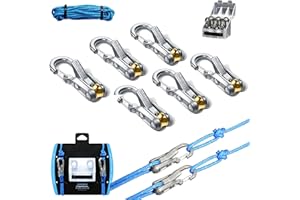 6-Pack Outdoor Paracord Adjusters, Rope Roller Tensioner with Locking Buckle, Cord Tightening Tool with Heavy-Duty Tie Down f