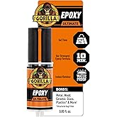 Gorilla Epoxy Ultimate, Waterproof, 0.85oz Syringe, Black, 10 Minute Set | Permanent Bond, 4250 PSI Strength, Bonds Metal, Plastic, Concrete, PVC, Fiberglass, Ceramic