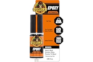 Gorilla Epoxy Ultimate, Waterproof, 10 Minute Set, Permanent Bond, Dries Black, 0.85oz Syringe (Pack of 1)