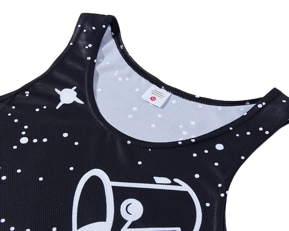 RAISEVERN Verter 3D Leche impresión Divertida del patrón Realista Underwaist de Gimnasia Tapas del Tanque Hombres Grande