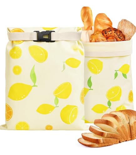 Sacs à Pain Réutilisables (lot De 2) - 43,2x30,5 Cm, Lavables, Congélateur Safe - Pour Garder Le Pain Frais Plus Longtemps