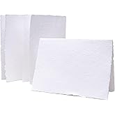 WANDERINGS Handmade Deckle Edge Blank Greeting Cards & Envelopes - Thick 300gsm paper– 20 Cards for Invitations, Thank Yous, Greeting, Get Well and Birthday Cards (Blank)