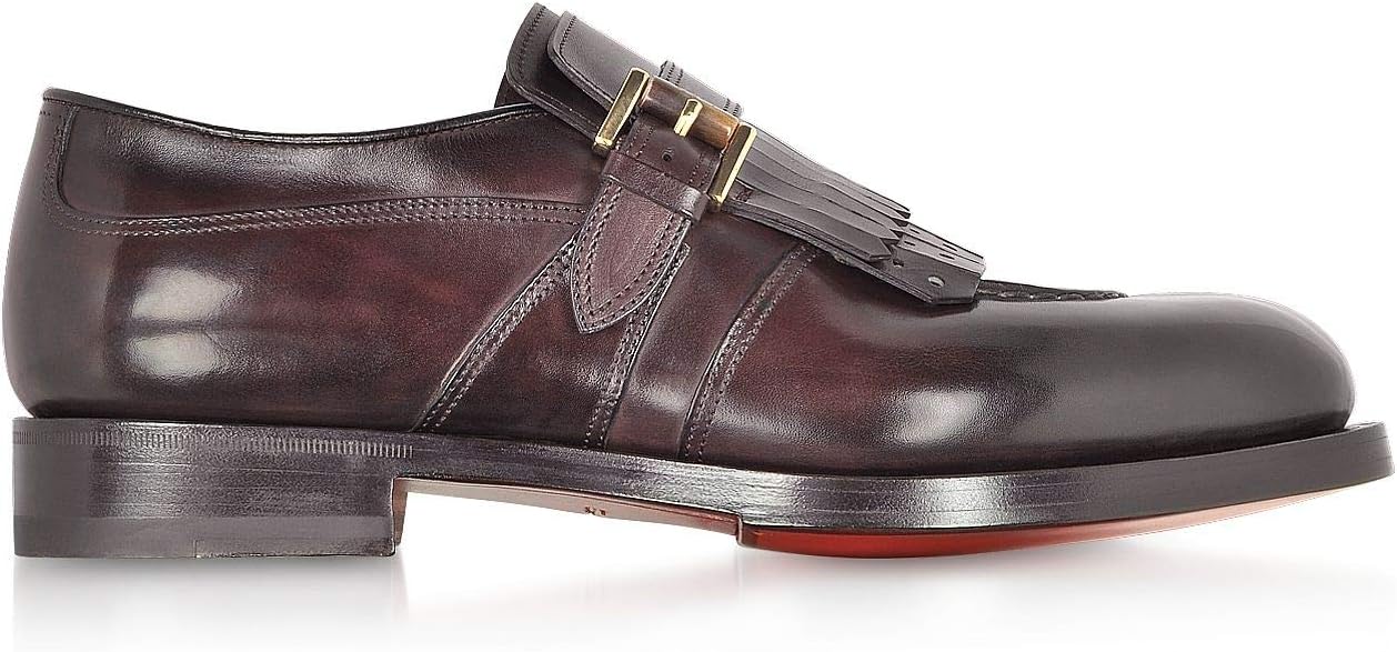 Luxury Fashion Man MCCO16037MD1HHDGQ348 Burgundy Leather Monk Strap Shoes | Season Permanent
