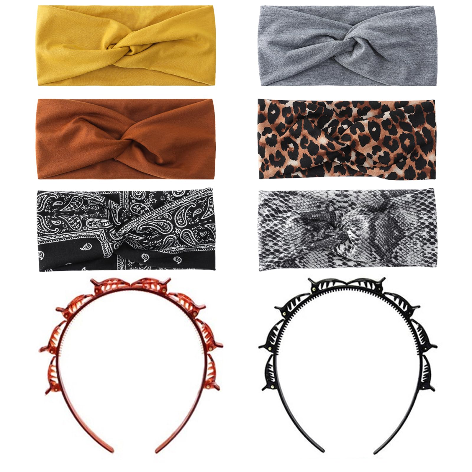 JSTHHTT 8 Pcs Headbands Hair Bands, Headbands for Women, Wide Headband, Headbands for Women's Hair, Wide Headbands for Women, Head Bands Adult Women, Hair Bands for Women, Fashion Knotted Head Bands