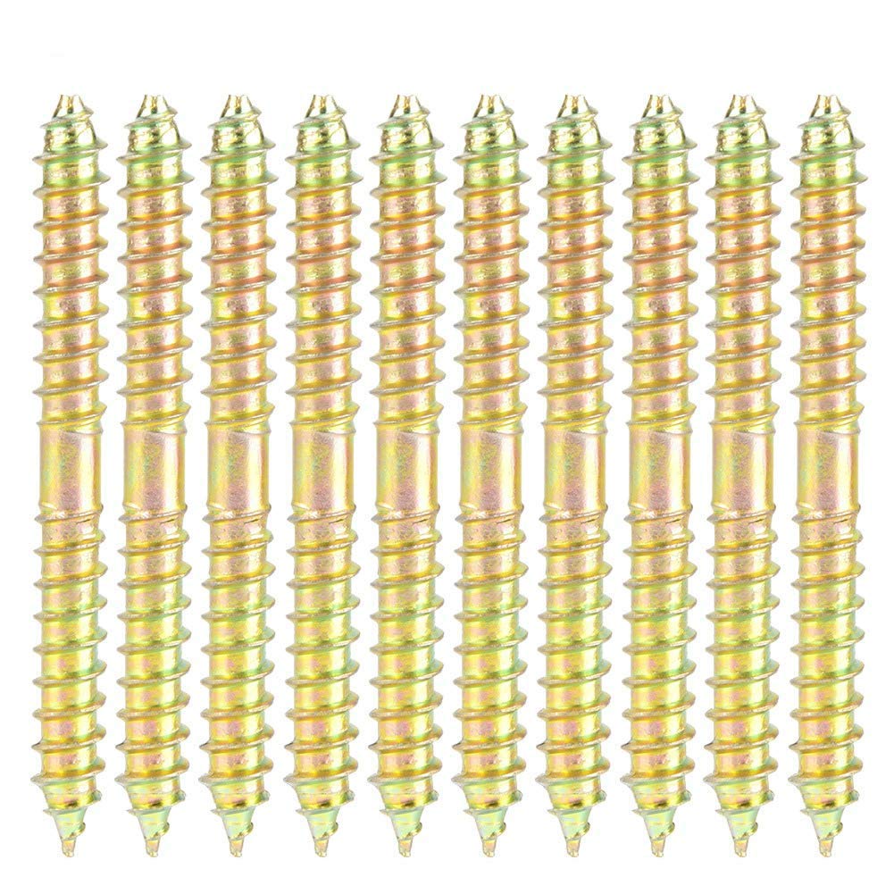 10pcs Double Ended Screw 6 * 60mm Dowel Screw Self-Tapping Double Ended Screw for Woodworking Furniture Connector