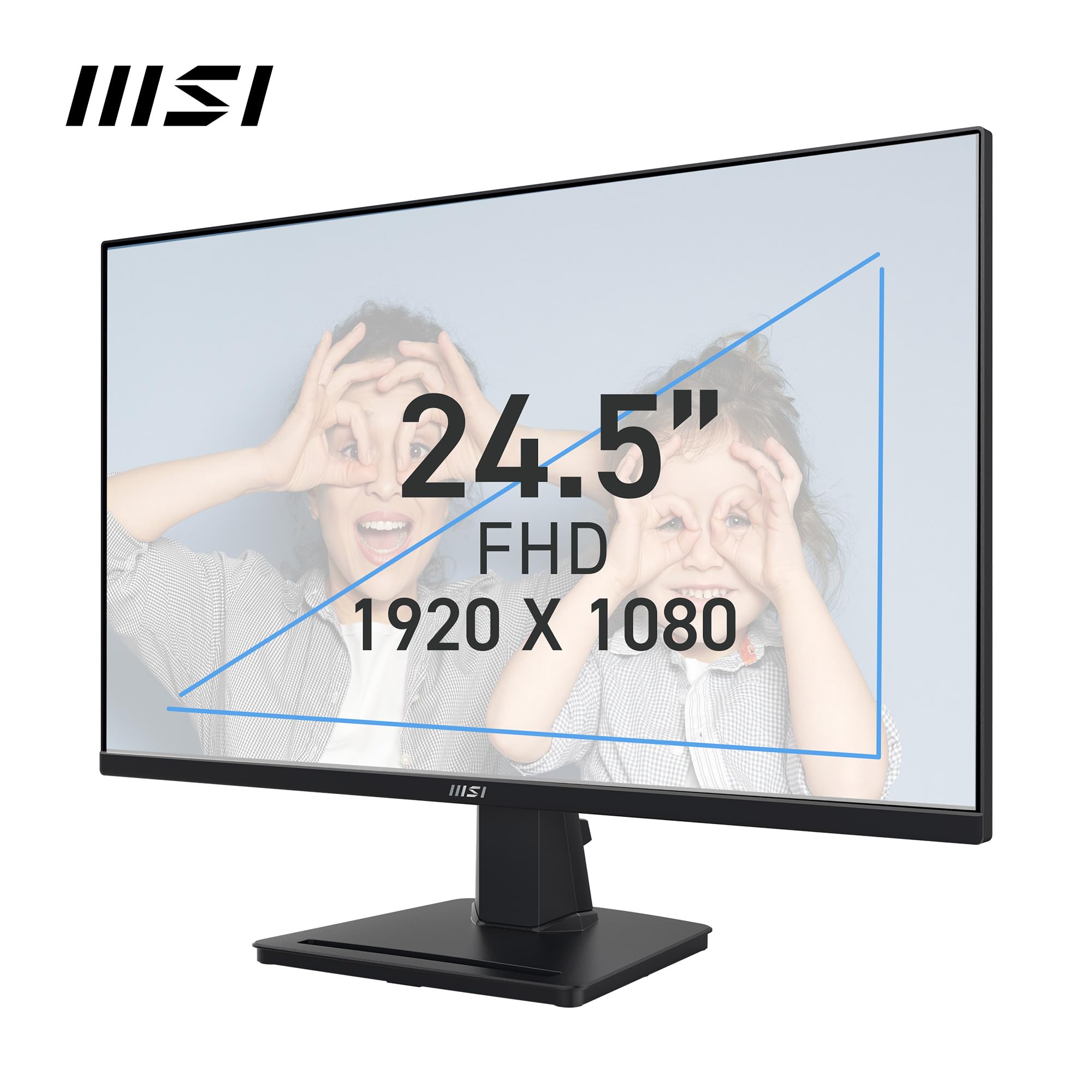 MSI PRO MP252 24.5 Inch Full HD Office Monitor - 1920 x 1080 IPS Panel, 100 Hz, Eye-Friendly Screen, Built-in Speakers, Tilt-Adjustable - HDMI 1.4b, D-Sub (VGA) 2
