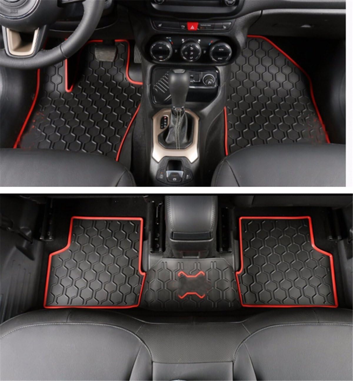 FMtoppeak 3D Red Cargo Tray Mat Slush Floor Mat Liner Rubber Mats Trunk Carpet For 2014-2016 Jeep Renegade