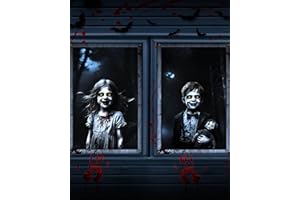 YUSPENYE 2 Pack of Halloween Window Door Scary Cover, Halloween Decoration, Party Decors Without Frame