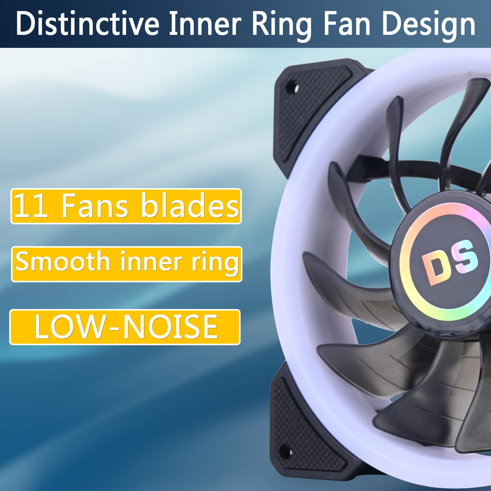 DS 6Pack 120MM RGB PC Cooling Fans, LED Case Fans with Remote Control for Computer, PC Case CPU Coolers, Radiators System (8th GEN Hub Box, A Series)
