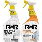 RMR Bathroom Breakthrough Bundle &ndash; Tub &amp; Tile Cleaner + Xtreme Soap Scum Remover, 2-Step Deep Clean System for Shower, Tub, Tile, Grout, &amp; Glass Buildup, Stains, &amp; Grime, 2&ndash;32 Oz Bottles