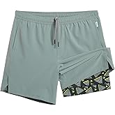 maamgic Gym Shorts for Men 7 inch Inseam with Liner Stretch 2 in 1 Workout Shorts Men Quick Dry Athletic Running Shorts