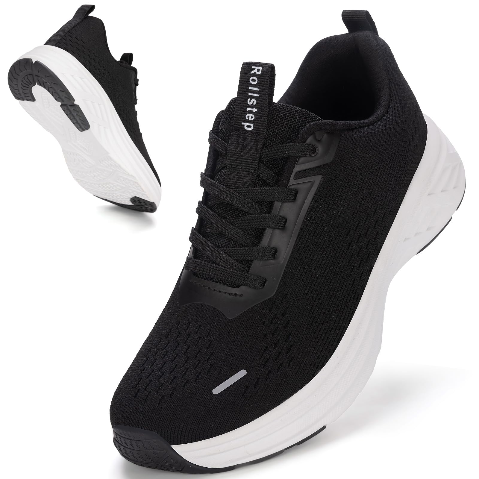 Photo 1 of Rollstep Wide Toe Box Shoes Women Sneakers Extra Wide Width Arch Support Non-Slip Tennis Athletic Ultralight Running Shoes for Women Walking Diabetic Plantar Fasciitis Footwear Black 40