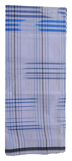 Men's Cotton Lungi (White)-Assorted Design