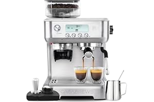CASABREWS Espresso Machine with Grinder, Barista Espresso Maker with Milk Frother Steam Wand, Professional Cappuccino Latte Machine with LCD Display, Gifts for Dad, Mom and Coffee Enthusiast