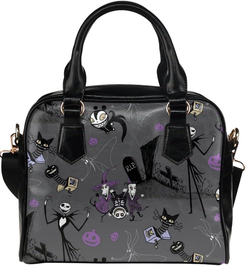 PsylockeFashion Ladies Girl High-grade PU Leather Shell Shoulder Handbag Shell Bags Nightmare Jack Pattern