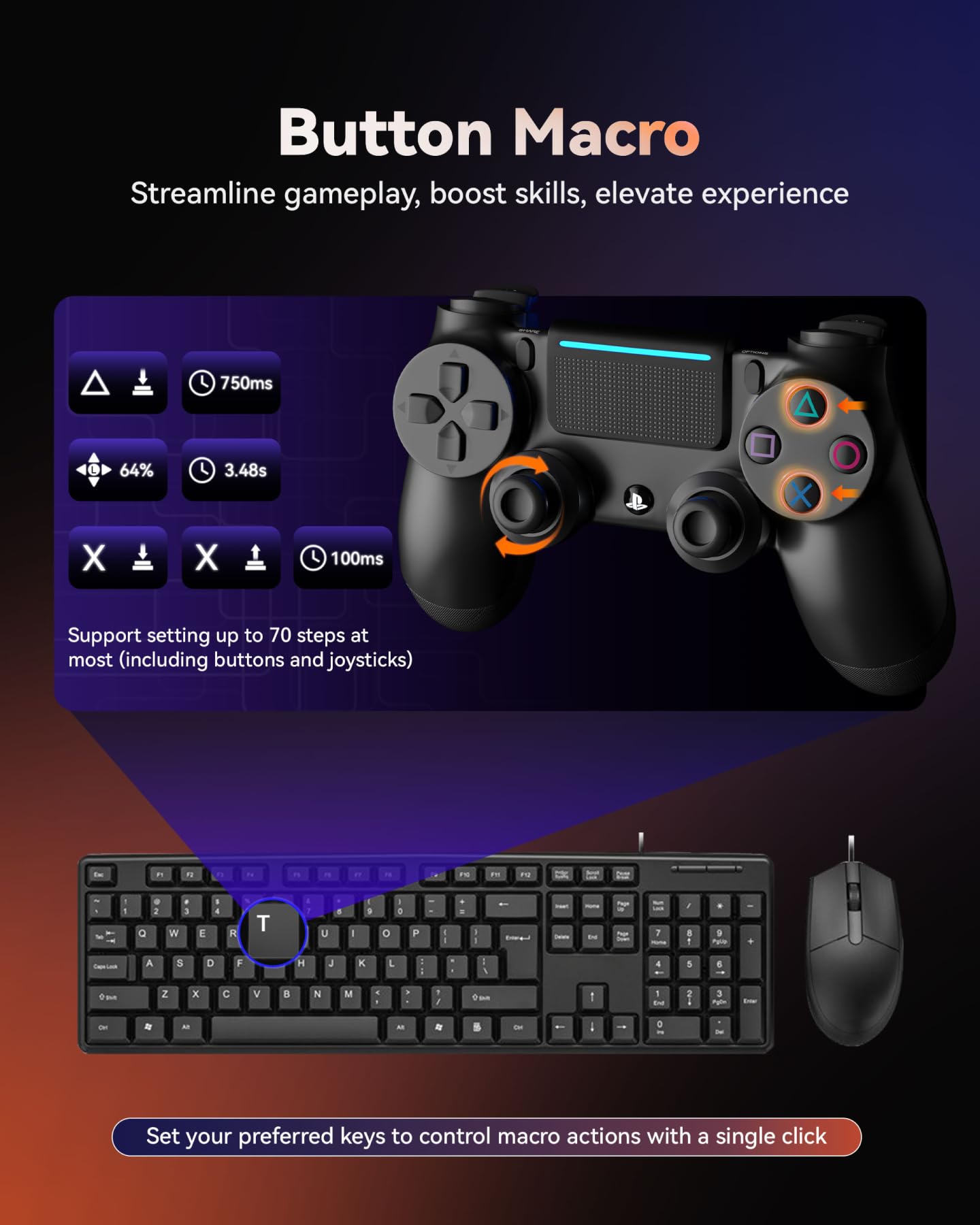 AIMZENIX Keyboard and Mouse Adapter for NS2, PS4, PS3, Switch, Xbox Series S/X, Xbox One, Xbox 360 - Striker PRO Supports Headset, APP Real-time Adjustment, White [Latest Version: 3016]