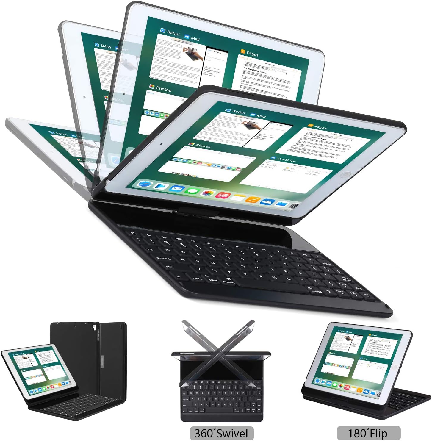 lenrich iPad Pro 9.7 Keyboard case Backlit 2018 2017 (iPad Pro 9.7, Black)