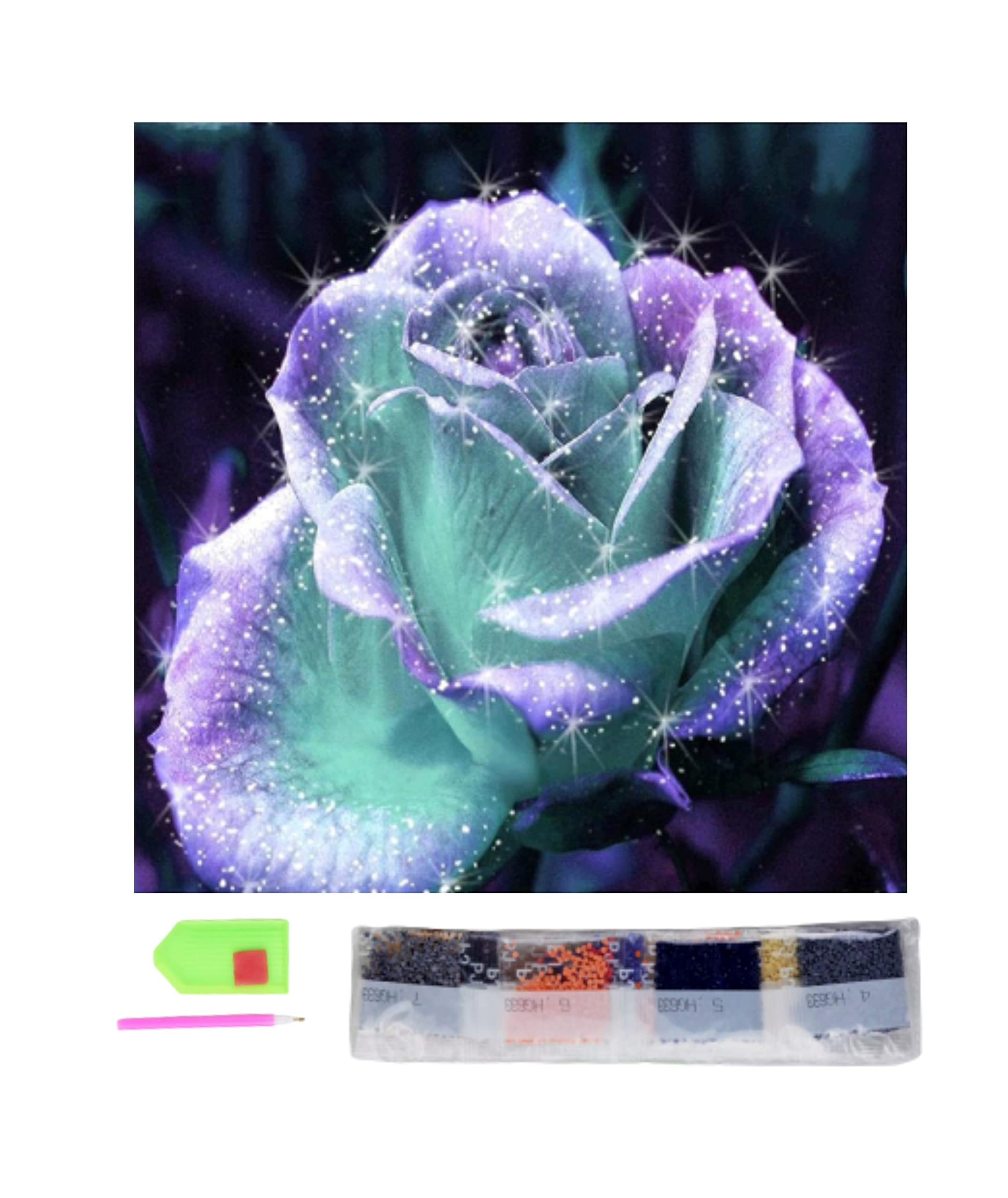 SusggO Diamond Painting, Diamond Painting Set 30 cm x 30 cm Diamond Painting Kit Complete Accessories DIY 5D Picture Cross Stitch Embroidery Crafts Home Wall Decor (Pink Blue)