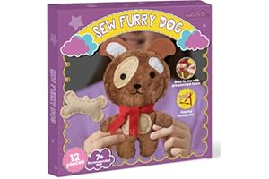 qollorette Fur Sewing Kit for Children, Sew Your Own Dog Toy Kids' Craft Kit - Sewing Kit for Kids, Learn to Sew & Play