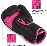 EVO Fitness Ladies Boxing Gloves Pink 12 OZ with Hand Wraps Mesh Ventilation view 3