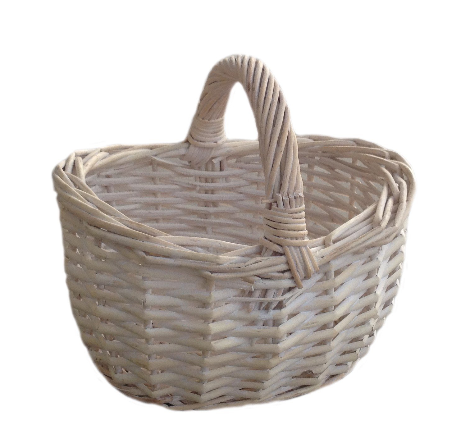 Red Hamper Shopping Basket Small White Shopper, Wicker, 18 x 11 x 16 cm