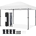 Yaheetech 10x10 1-Person Setup Pop Up Canopy Tent, Instant Portable Commercial Canopy Tent, Outdoor Gazebo with 1-Button Push, Wheeled Bag & 4 Sandbags for Home, Party & Outdoor Activities, White