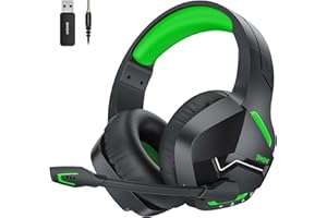 BINNUNE Wireless Gaming Headset with 2.4GHz for PS5, PS4, PC, Switch, FPS Gamers, 120Hrs+ Bluetooth 5.3 Gaming Headsets with Noise Canceling Mic, 50MM Headphones for Laptop, Mobile, Mac (Green)