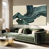 ZENPEE Green Abstract Wall Art and Beige Wall Decor, Aesthetic Wall Hangings for Dining Room, Living Room, or Bedroom, 24" x 48"