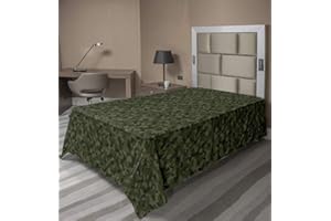 Ambesonne Camouflage Flat Sheet, Dark Tones Camo Warrior Fashion Inspired Pattern, Soft Comfortable Top Sheet Decorative Bedding 1 Piece, Twin Size, Khaki Green