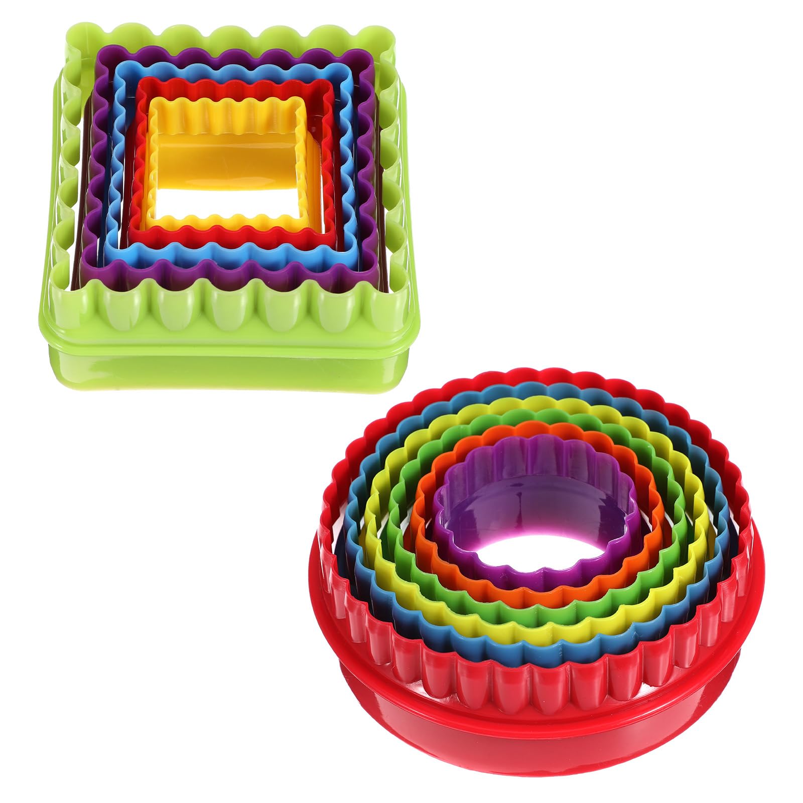 Photo 1 of 11Pcs Plastic Cookie Cutter Set, Multi-size Biscuit Cutters for Sandwich Cake Fondant Fruit Vegetable Baking DIY (Square and Round)