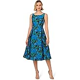 Adrianna Papell Womens Boat Neck Jacquard Midi Dress