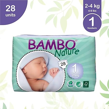 Bambo Nature Premium Baby Diapers - Extra Small Size, 28 Count, for New Born (0-1 Month) - Super Absorbent and Eco-Friendly