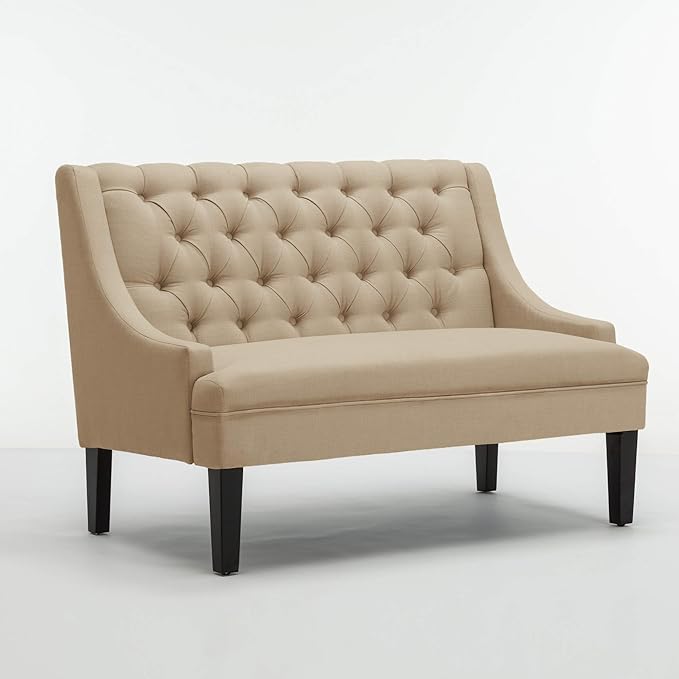 Modern Upholstered Loveseat Settee Bench Upholstered Dining Bench Button Tufted