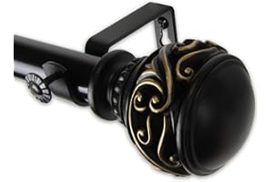 Rod Desyne 1" Isabella Curtain Rod, 160-240 inch, Black