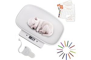 GOLDMEET Digital Small Animals Scales for Weighing with Tape Measure, Puppy Whelping Scale for Newborn Pets, Multifunction Electronic Baby Scales, Inclue Record Keeping Charts and Color Newborn Puppy Collars