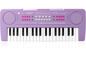Raimy Kids Keyboard Piano, 37 Keys Portable Piano Early Learning Educational Electronic Music Keyboard Instrument Toys for 3 4 5 6 7 8 Year Old Boys and Girls (Purple)